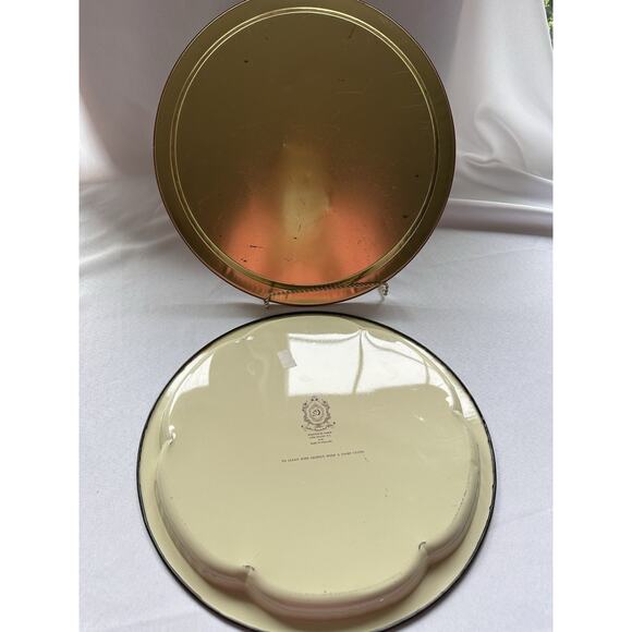 VTG Daher Decorated Ware Vanitas Painting 13” Round Metal Tray England/wreath - Picture 4 of 5